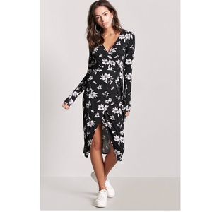 Forever 21 Floral Midi Wrap Dress